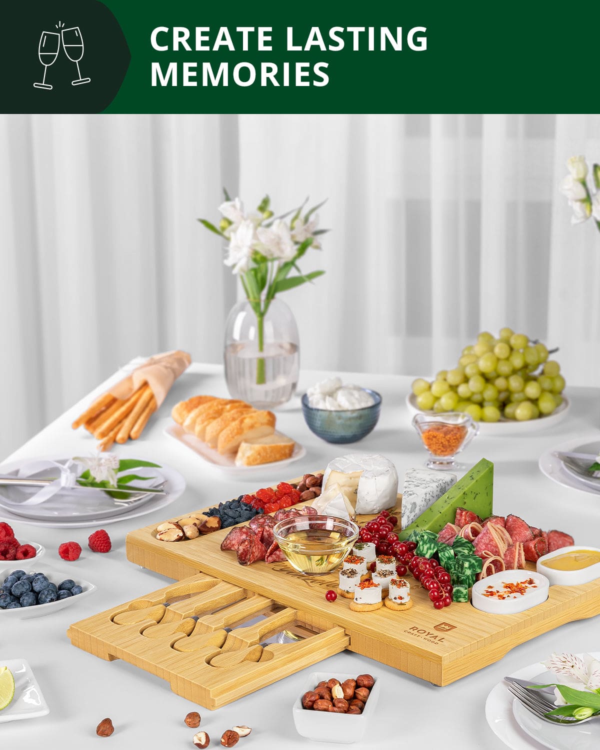 Cheese Board Set w/knives, 16.5“x11”
