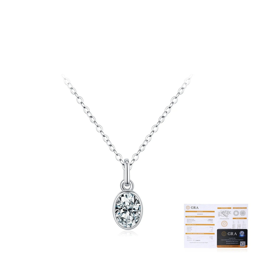 Oval Moissanite Pendant Necklace | Sterling Silver