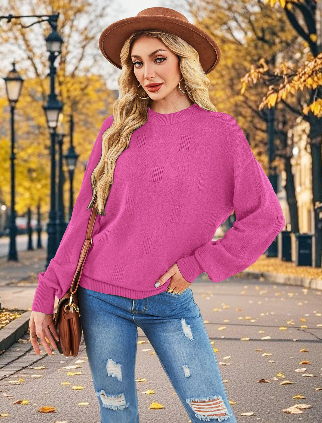 Women's Puff Sleeve Turtleneck Knit Sweater