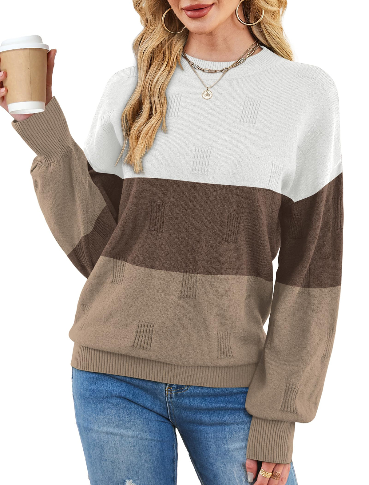 Women's Puff Sleeve Turtleneck Knit Sweater