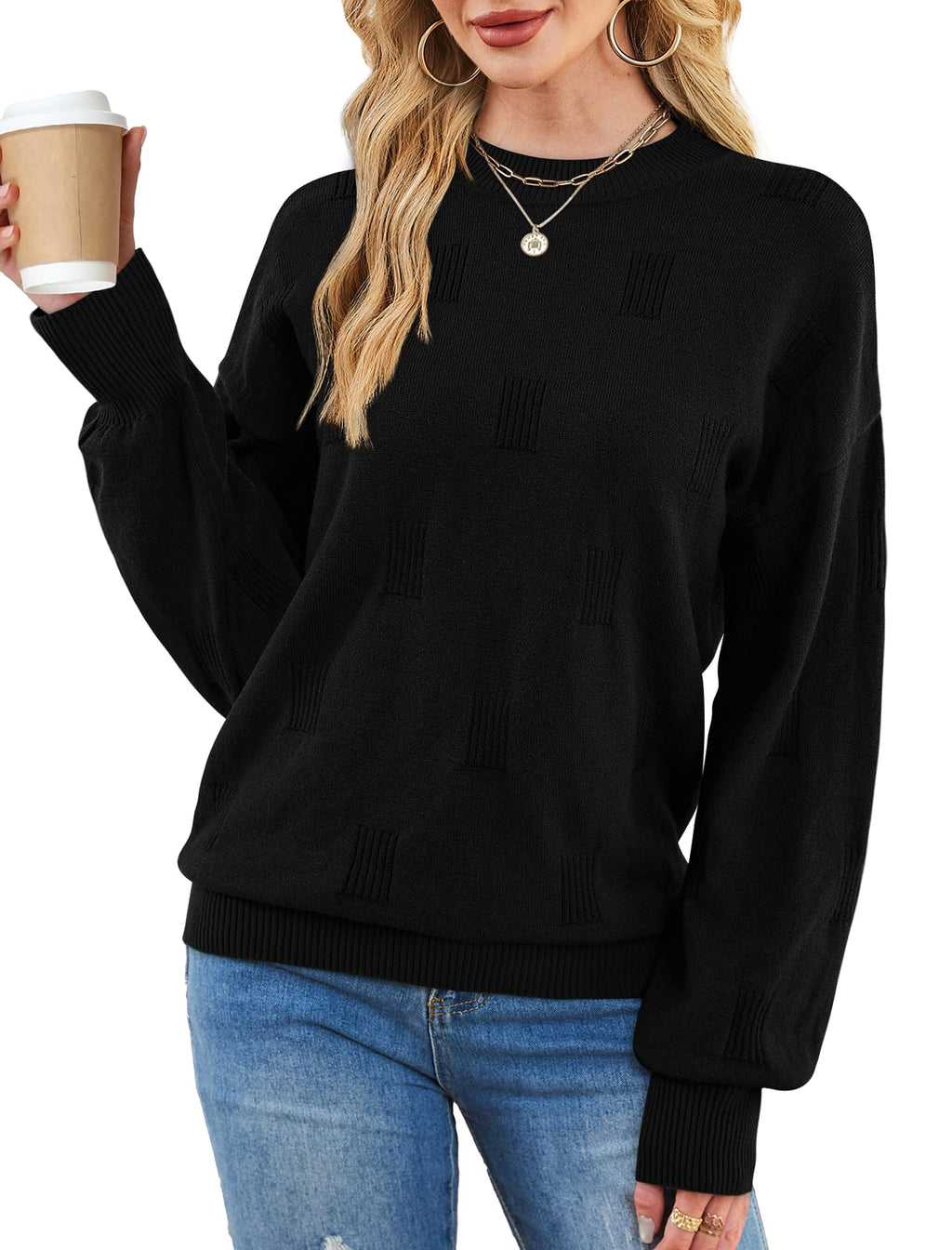 Women's Puff Sleeve Turtleneck Knit Sweater