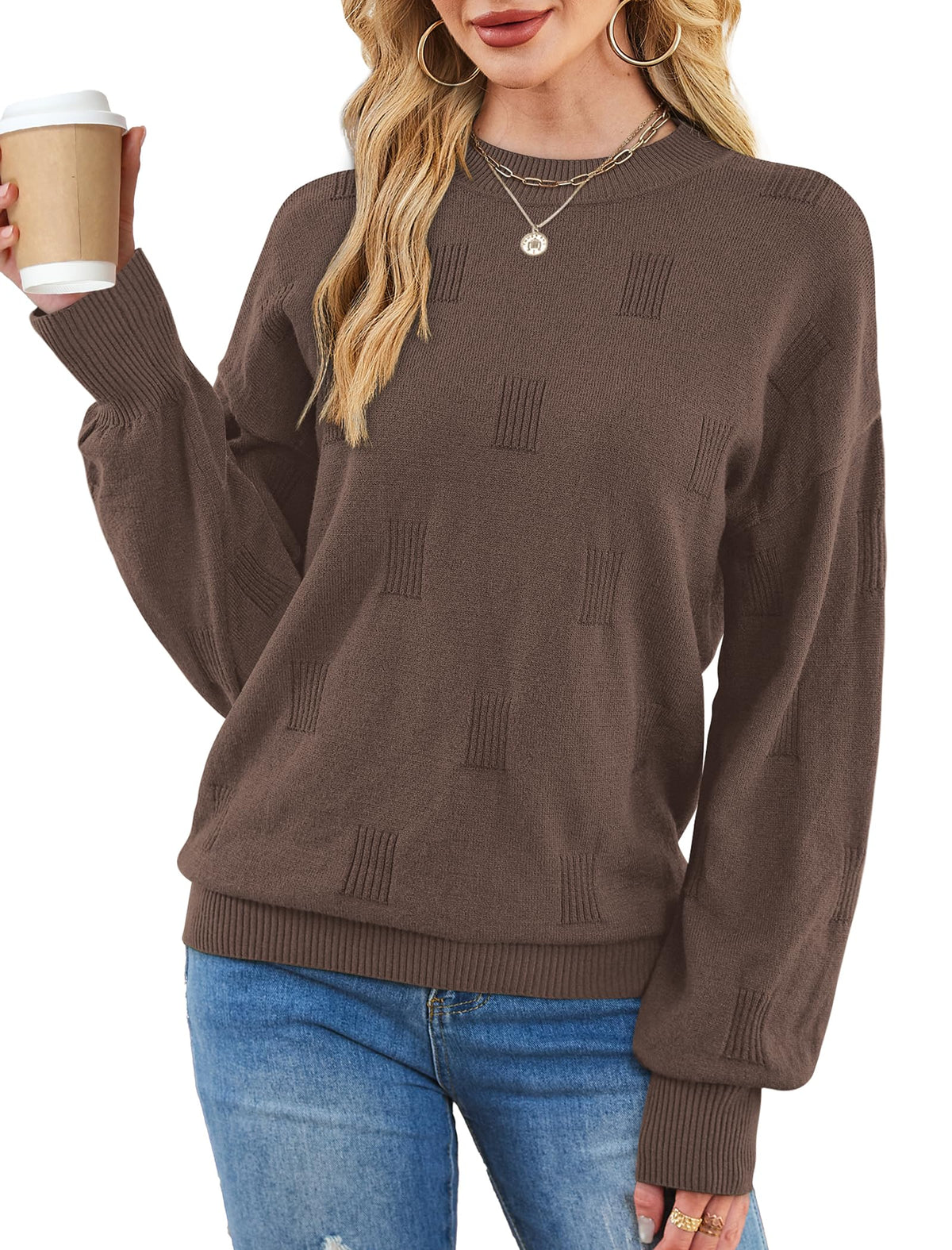 Women's Puff Sleeve Turtleneck Knit Sweater