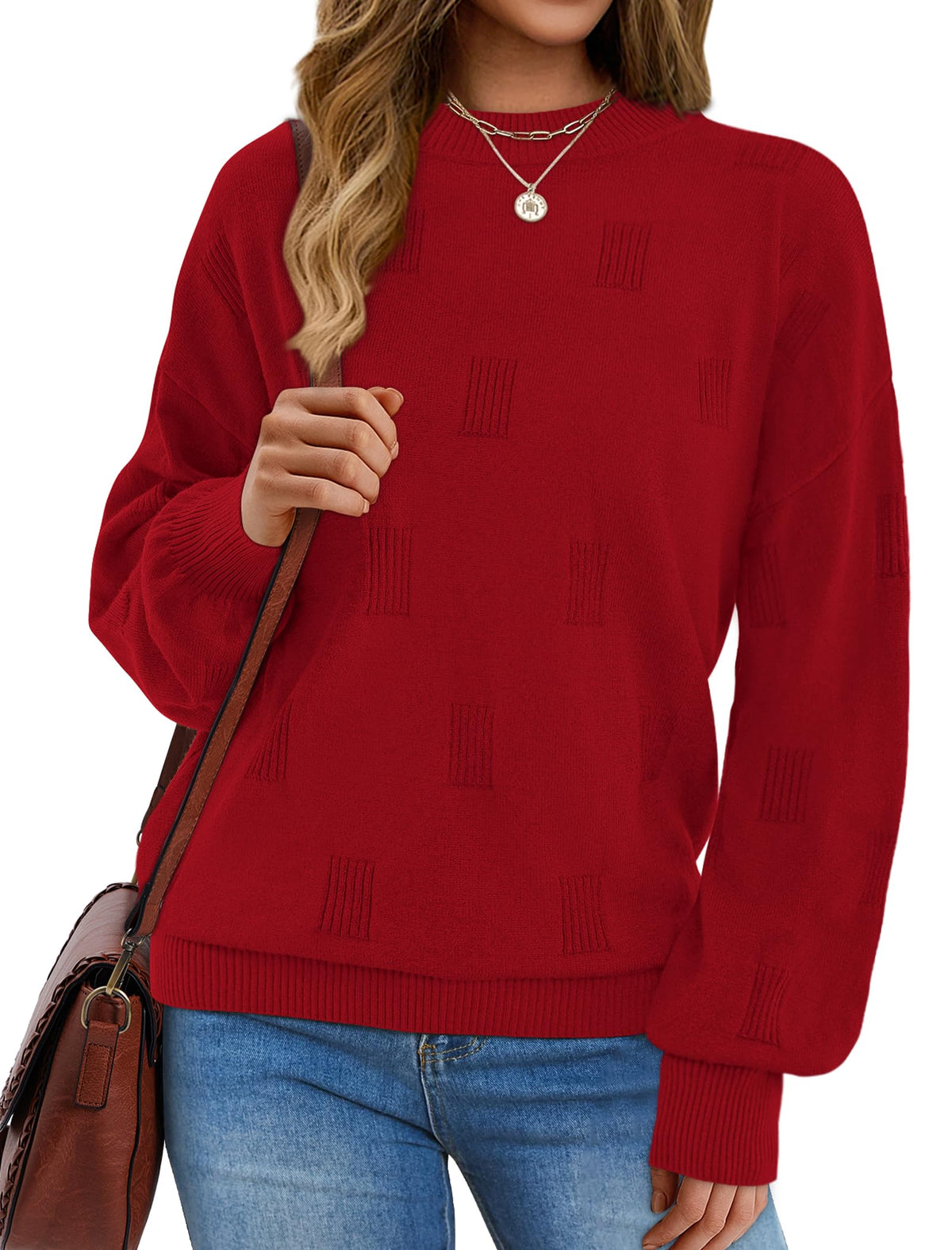 Women's Puff Sleeve Turtleneck Knit Sweater