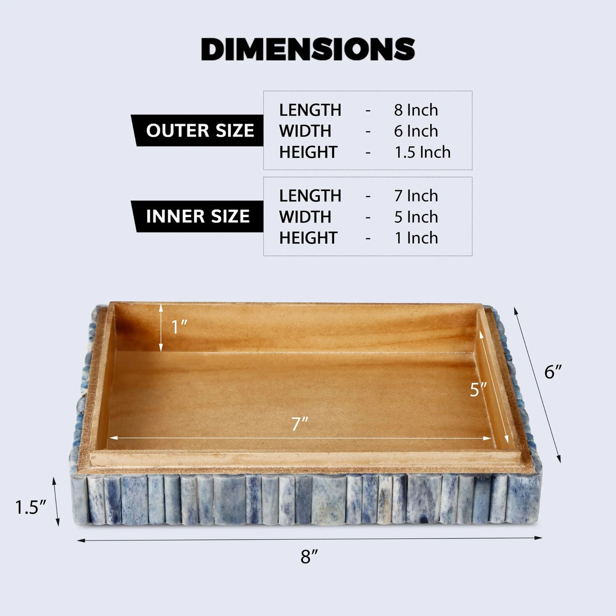 Ivory Ocean Blue Bone Inlay Storage Box | 7 Sizes
