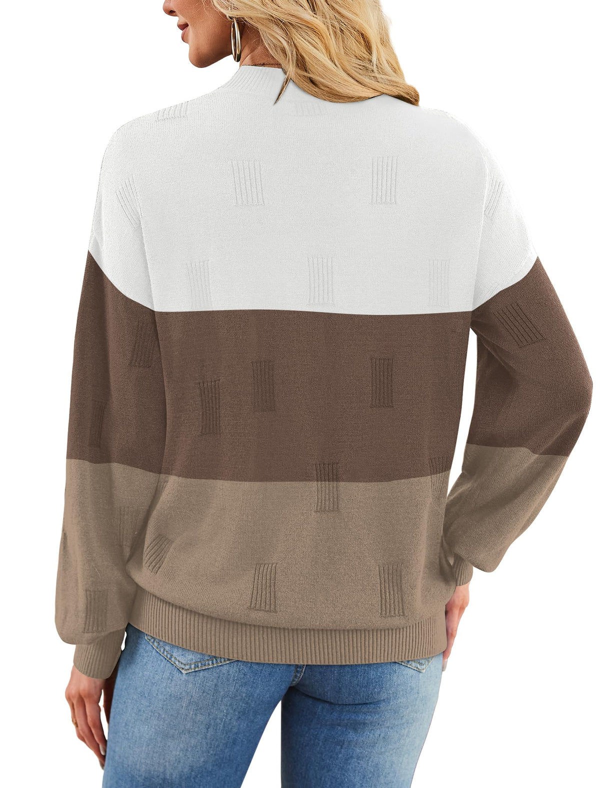 Women's Puff Sleeve Turtleneck Knit Sweater
