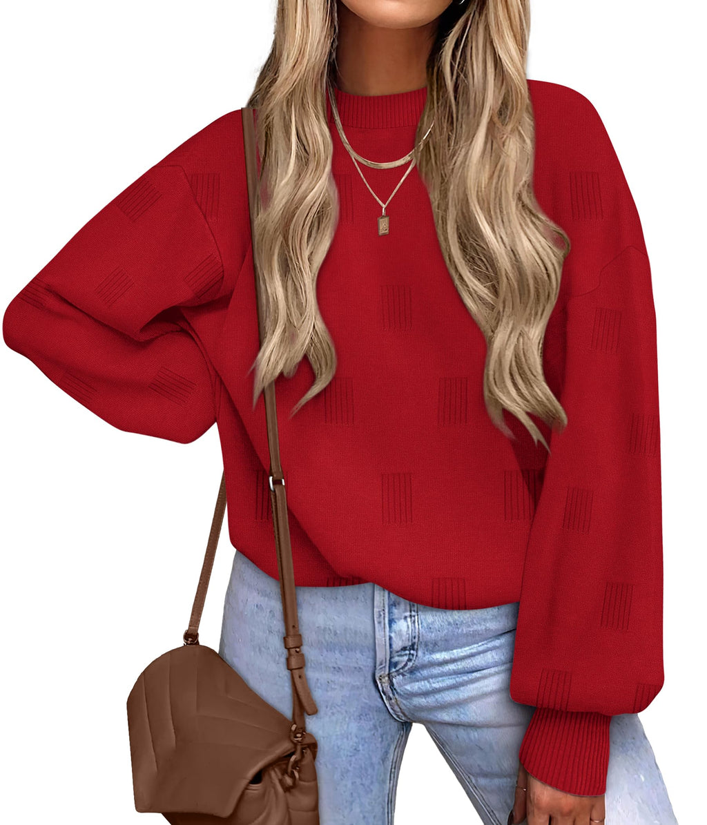 Women's Puff Sleeve Turtleneck Knit Sweater