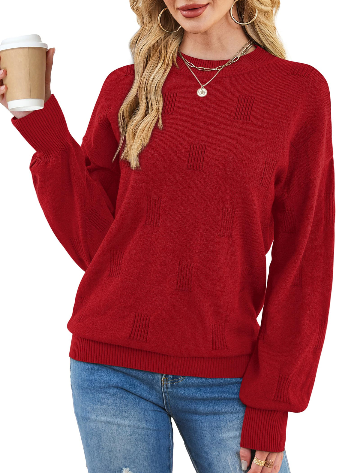 Women's Puff Sleeve Turtleneck Knit Sweater