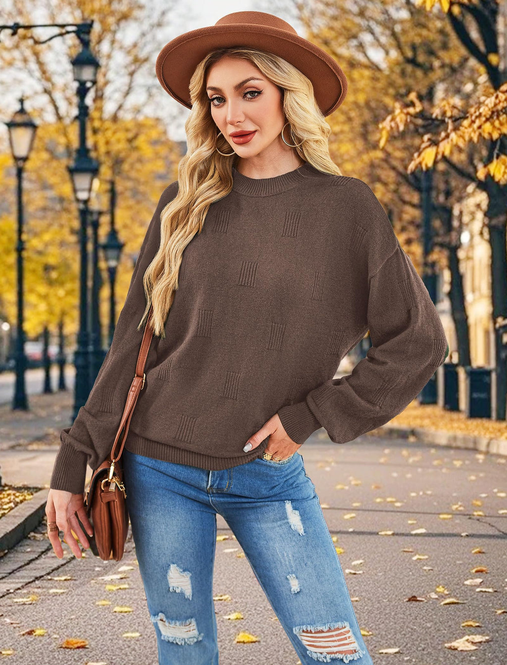 Women's Puff Sleeve Turtleneck Knit Sweater