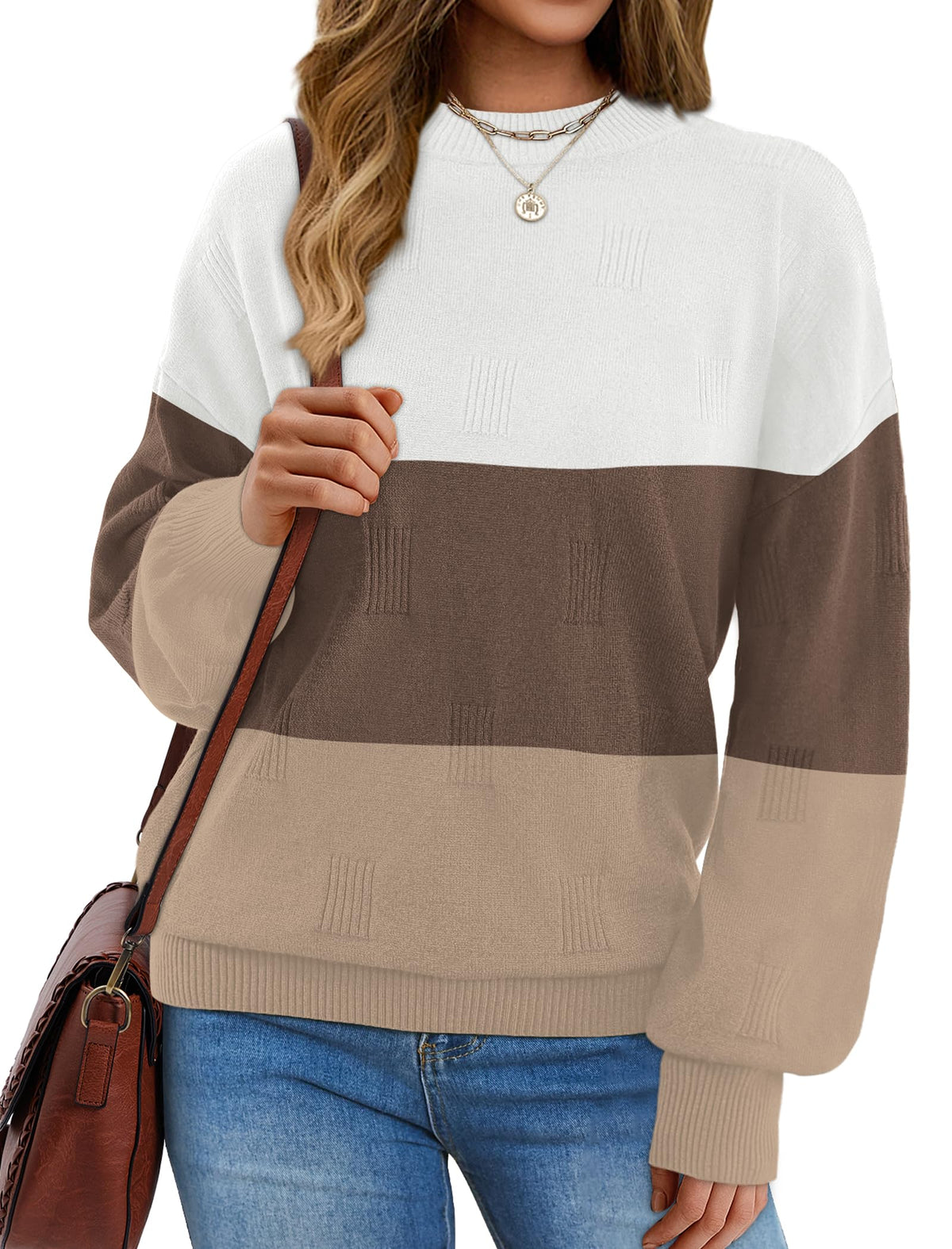 Women's Puff Sleeve Turtleneck Knit Sweater