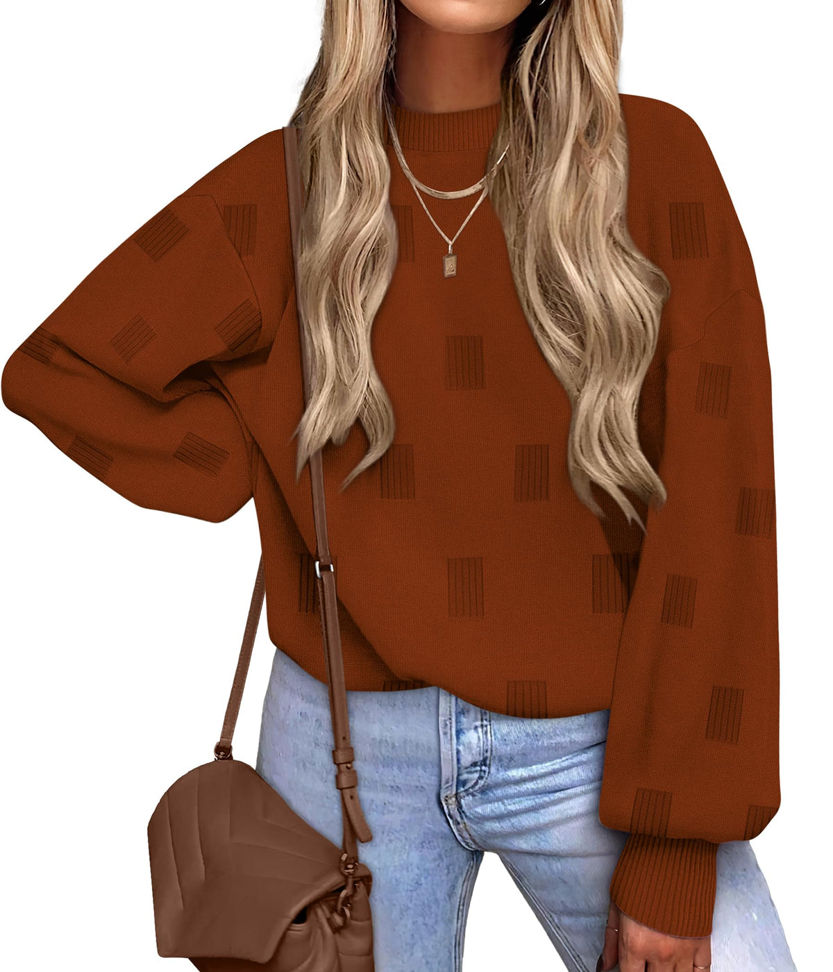 Women's Puff Sleeve Turtleneck Knit Sweater