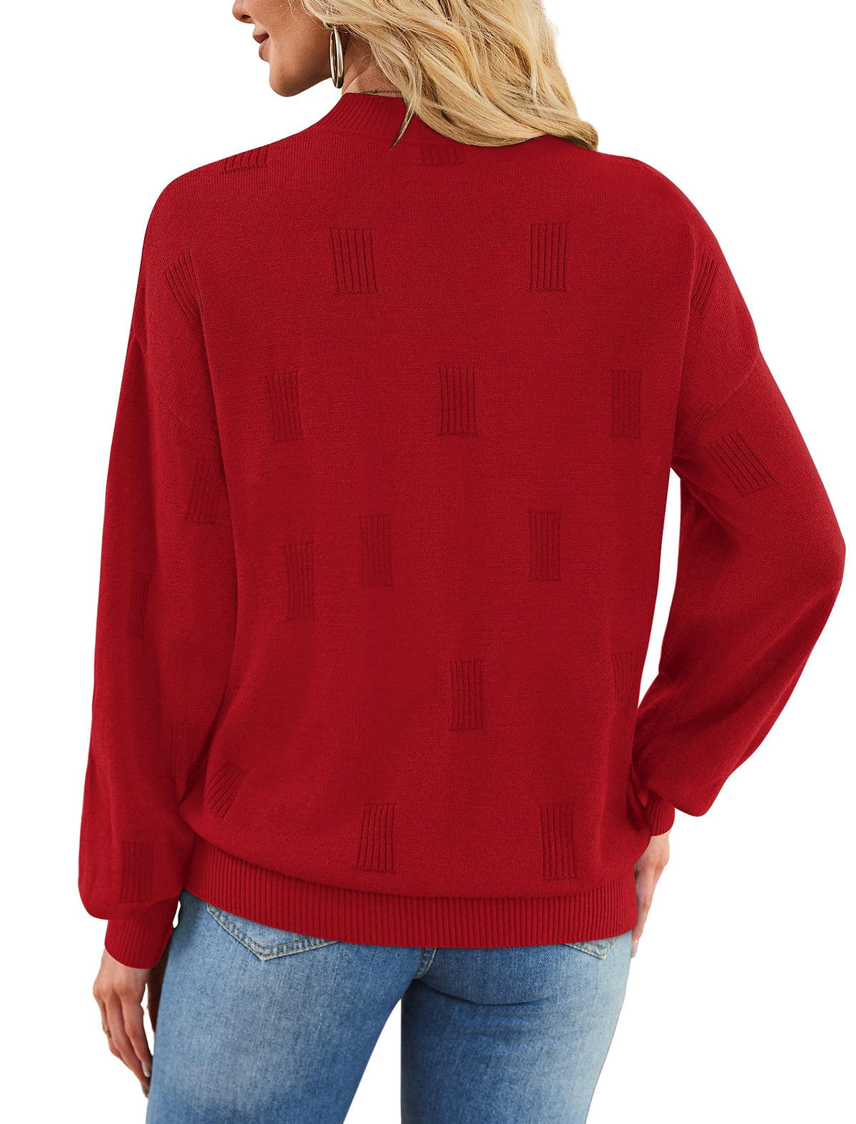 Women's Puff Sleeve Turtleneck Knit Sweater