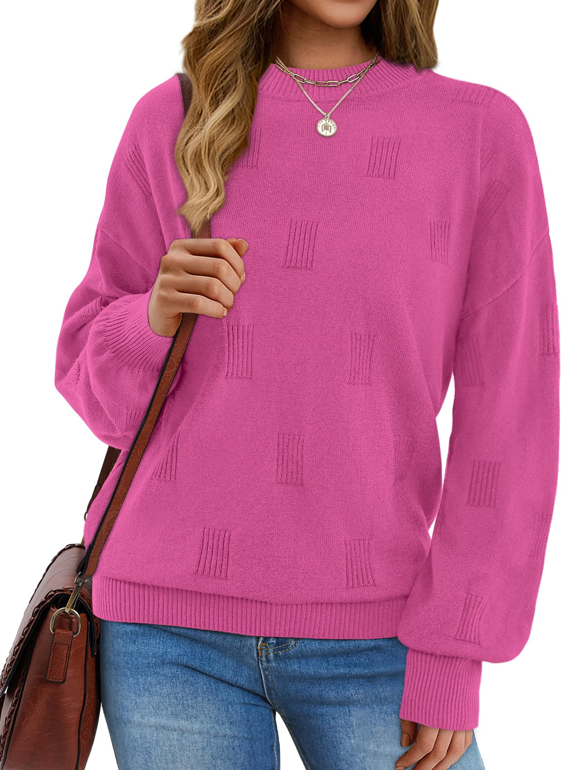 Women's Puff Sleeve Turtleneck Knit Sweater