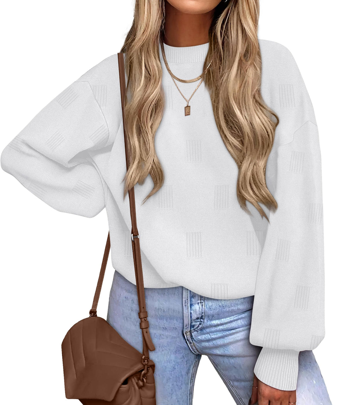 Women's Puff Sleeve Turtleneck Knit Sweater
