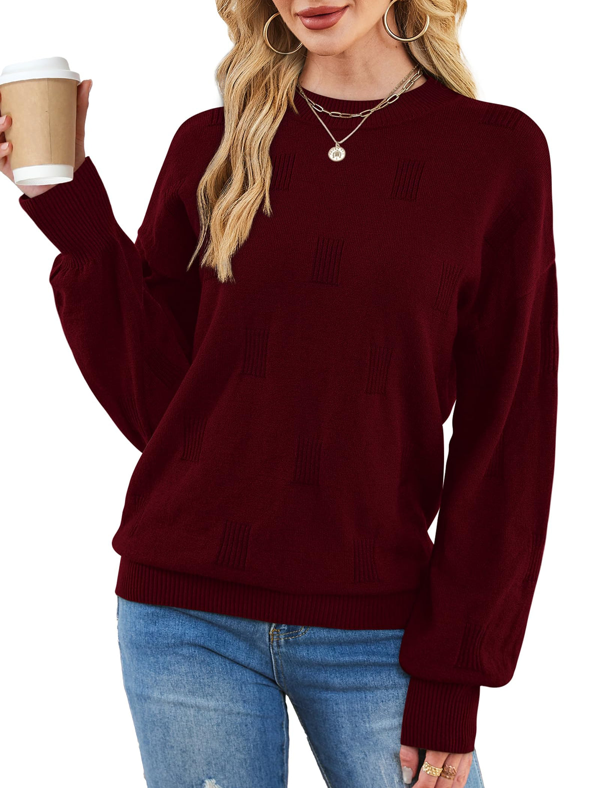 Women's Puff Sleeve Turtleneck Knit Sweater