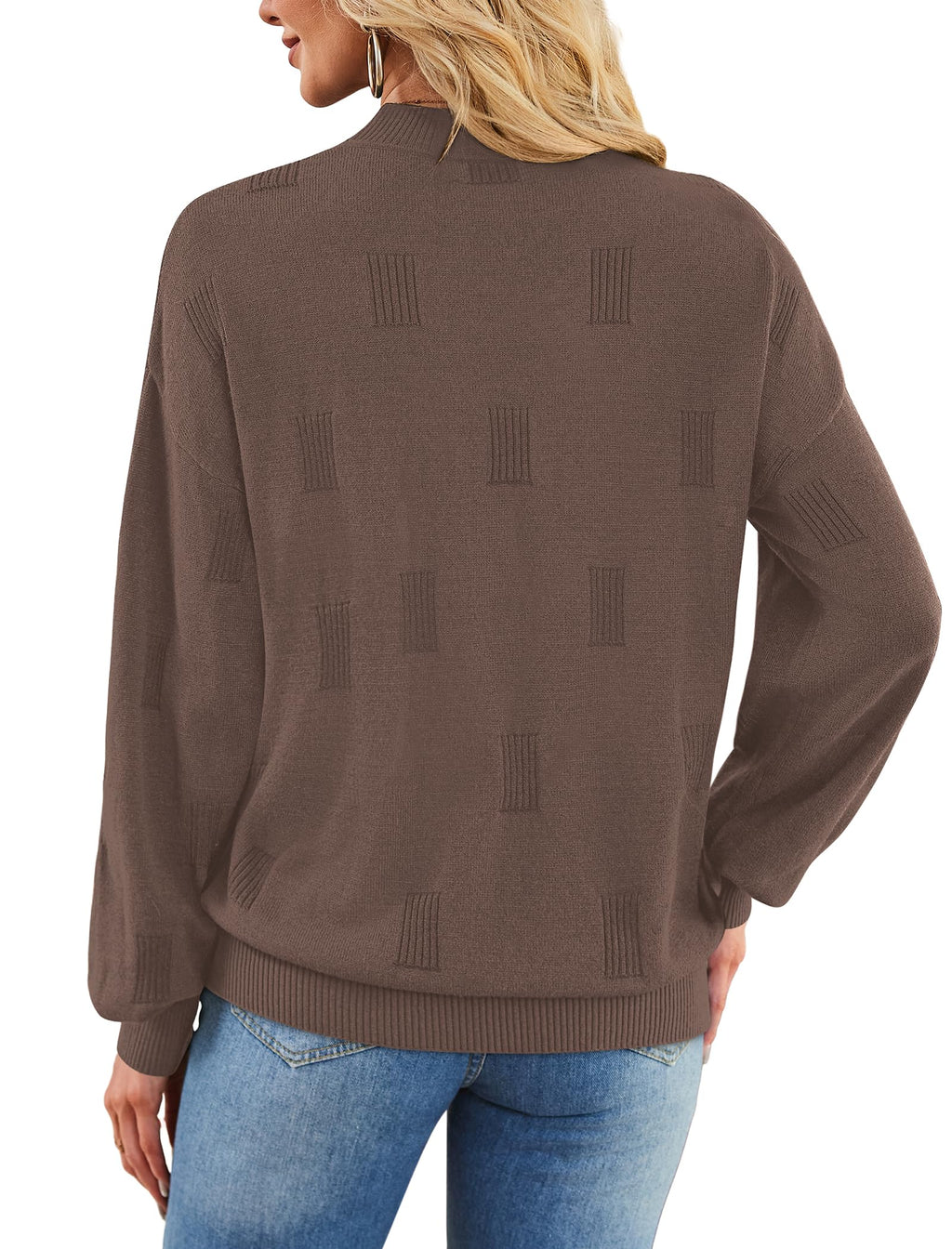 Women's Puff Sleeve Turtleneck Knit Sweater
