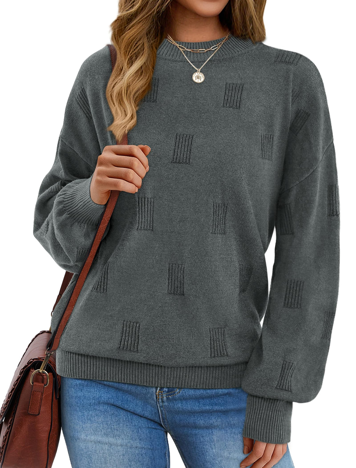 Women's Puff Sleeve Turtleneck Knit Sweater