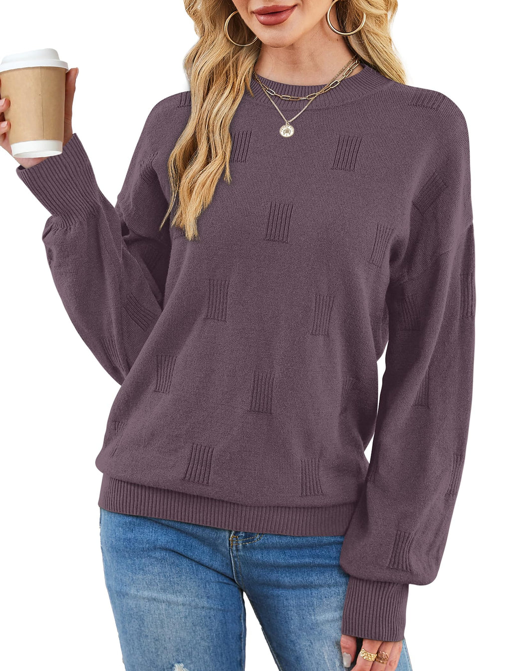 Women's Puff Sleeve Turtleneck Knit Sweater