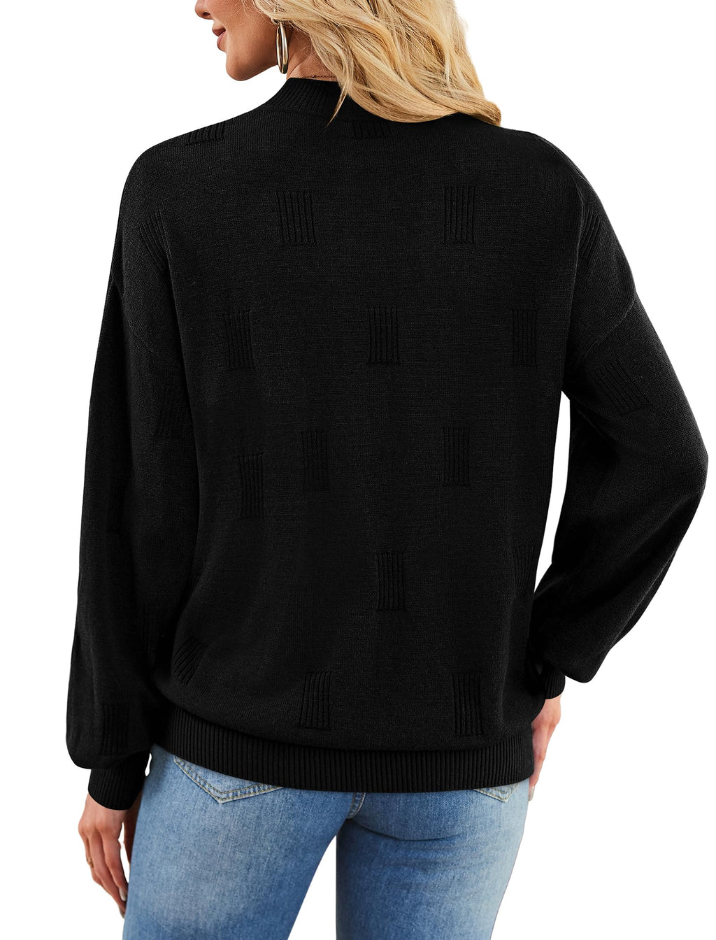 Women's Puff Sleeve Turtleneck Knit Sweater