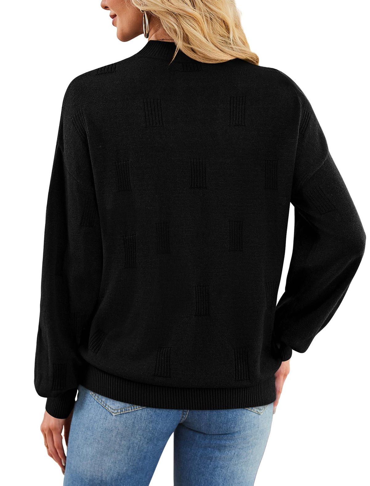 Women's Puff Sleeve Turtleneck Knit Sweater