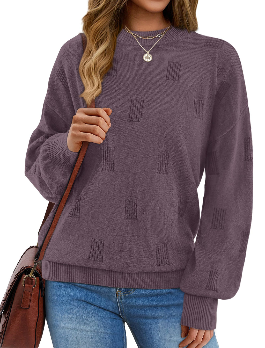 Women's Puff Sleeve Turtleneck Knit Sweater