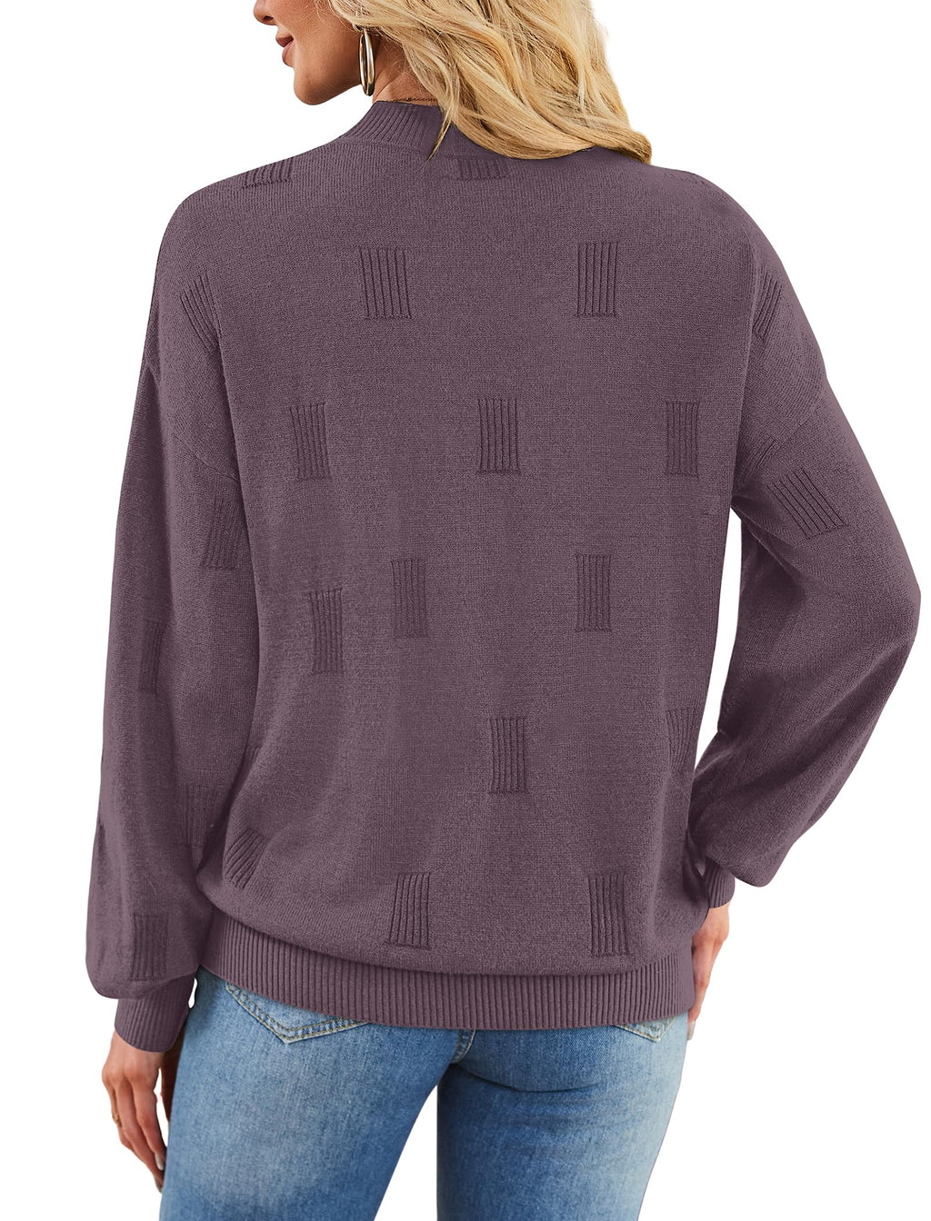 Women's Puff Sleeve Turtleneck Knit Sweater