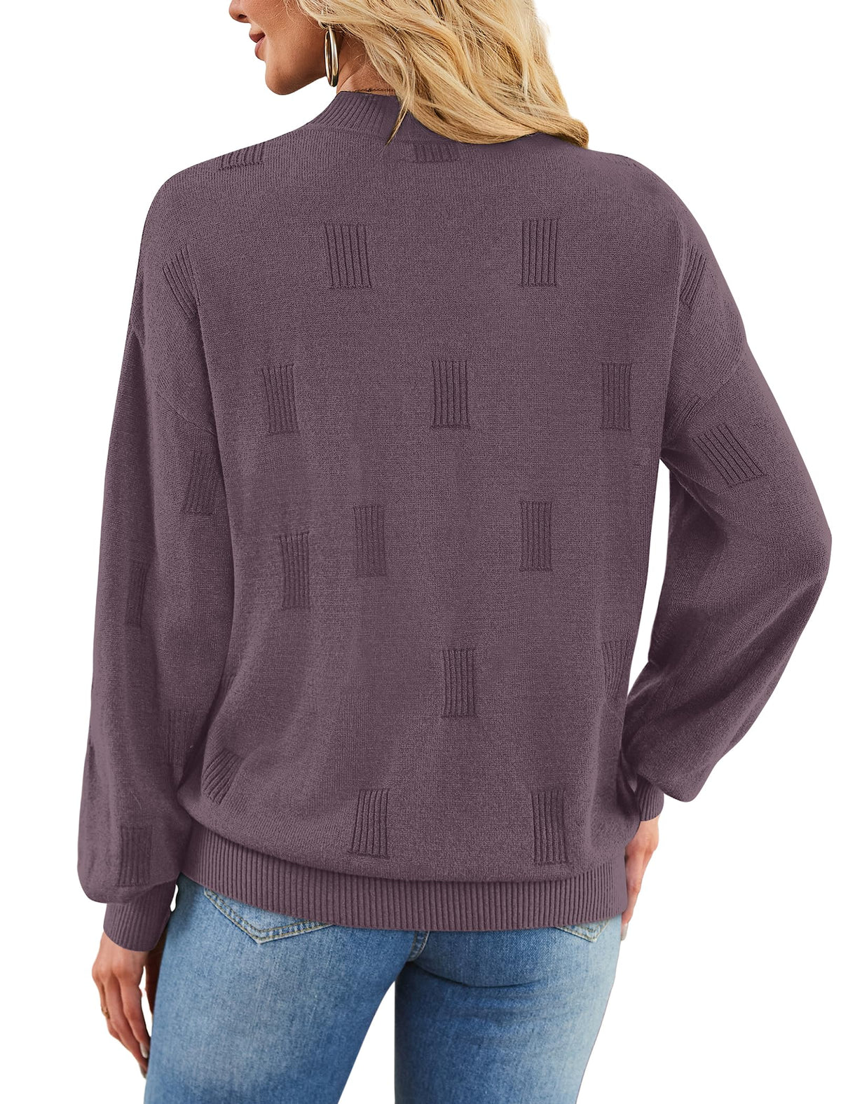 Women's Puff Sleeve Turtleneck Knit Sweater