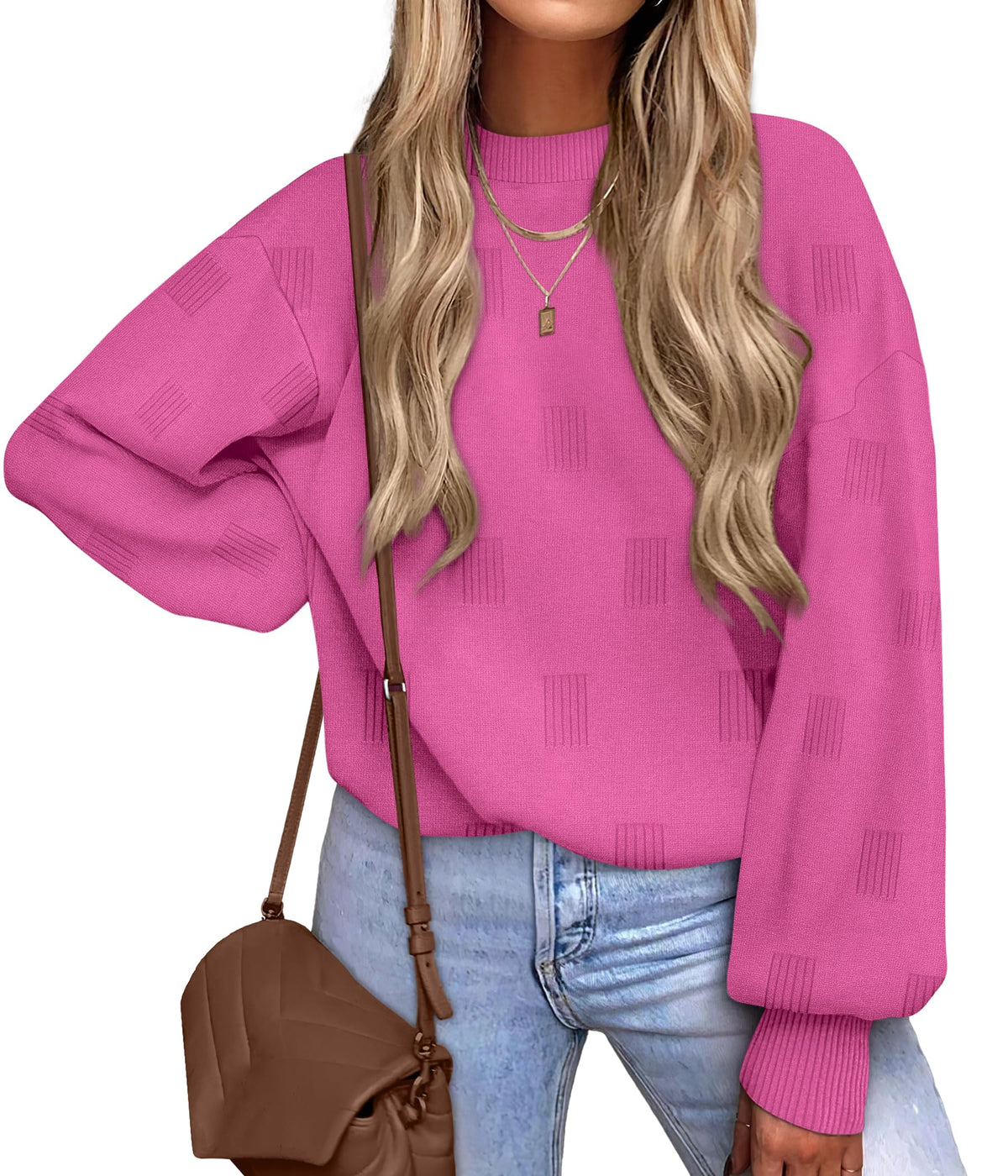 Women's Puff Sleeve Turtleneck Knit Sweater