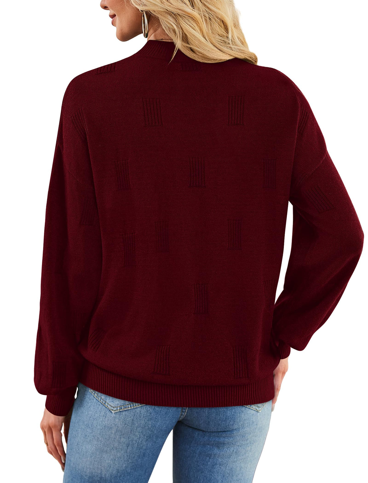 Women's Puff Sleeve Turtleneck Knit Sweater