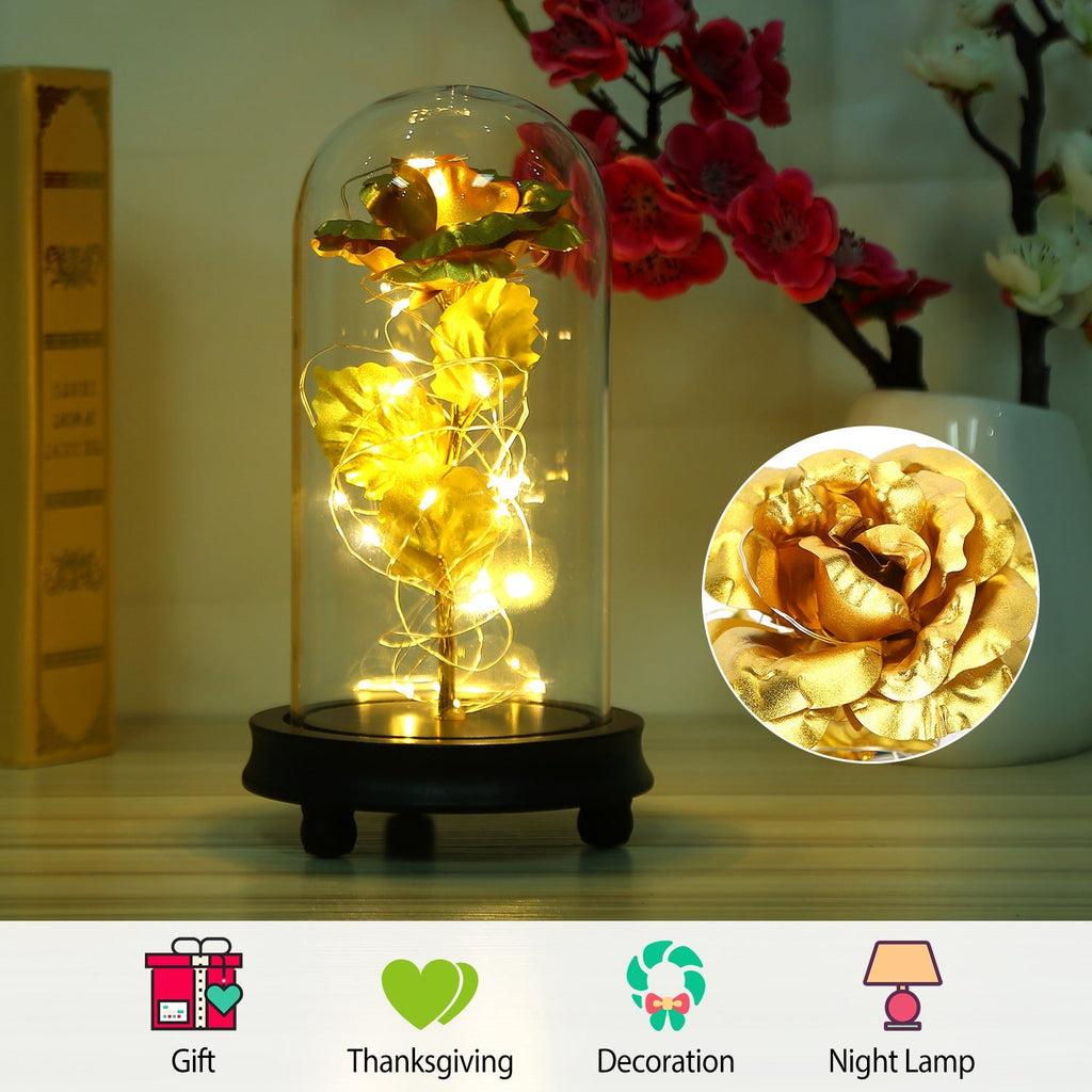 Enchanted Rose LED Lamp in Glass Dome
