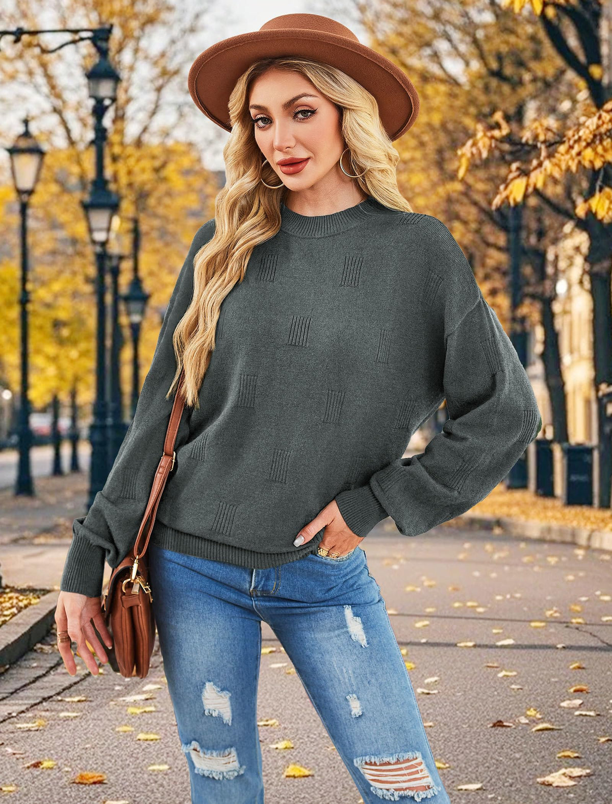 Women's Puff Sleeve Turtleneck Knit Sweater