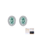 Oval Green Moissanite Stud Earrings | Sterling Silver