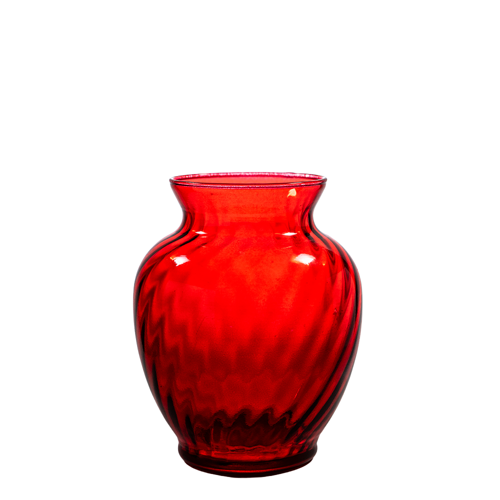 Vintage Cranberry Swirl Art Glass Vase | Sculptural Accent