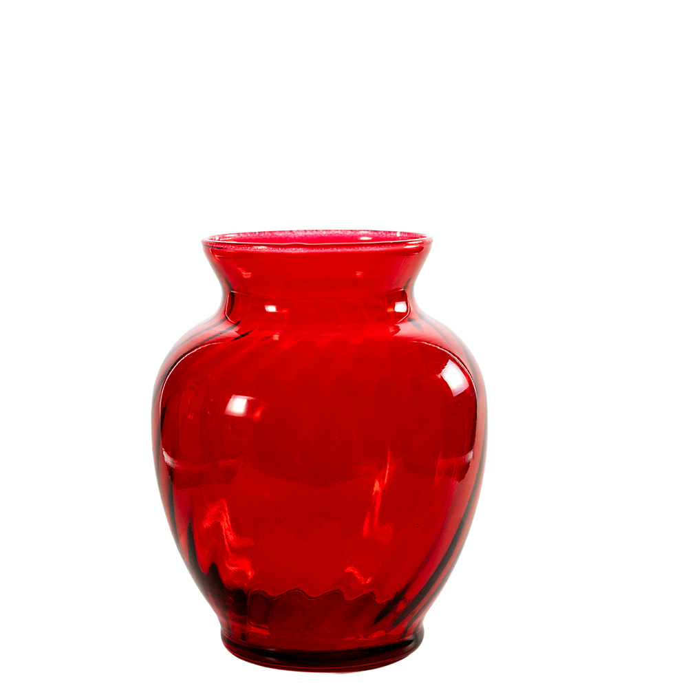 Vintage Cranberry Swirl Art Glass Vase | Sculptural Accent