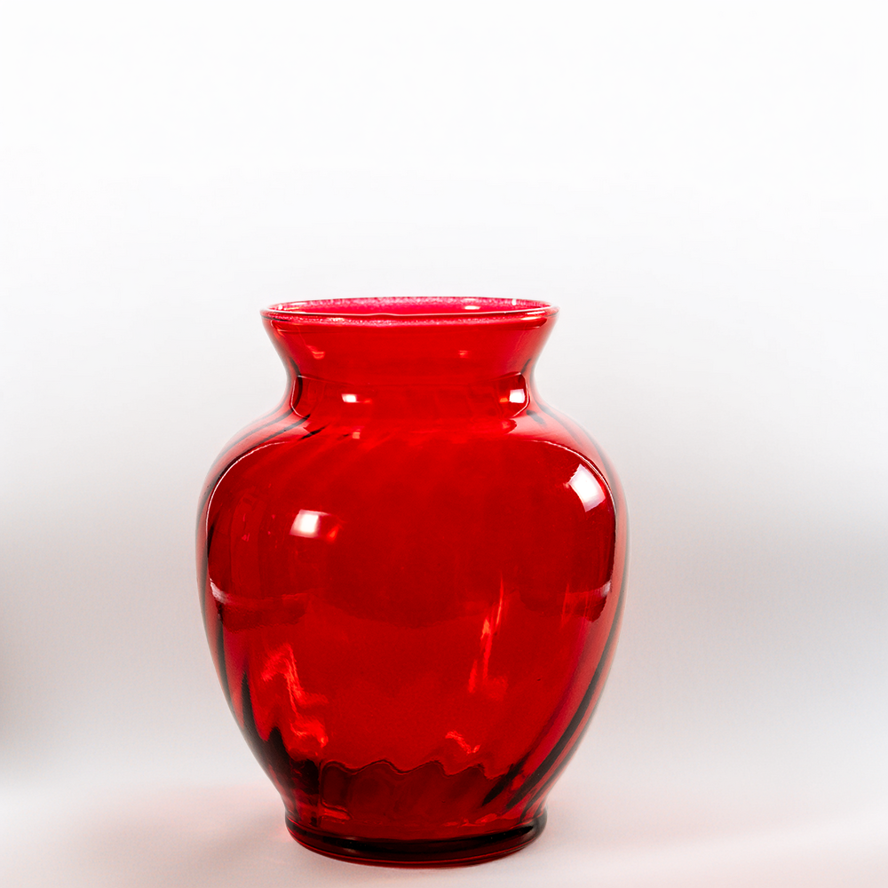 Vintage Cranberry Swirl Art Glass Vase | Sculptural Accent