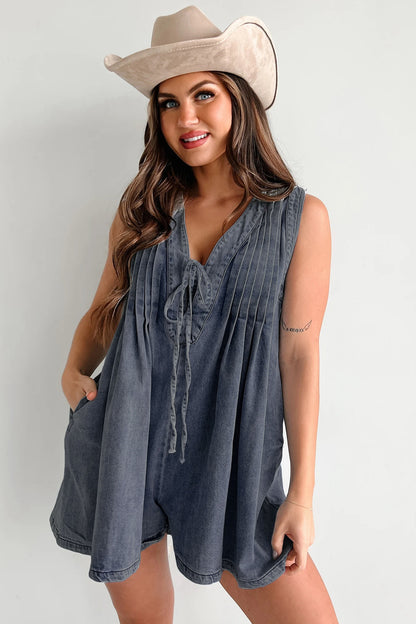 Combinaison en Jean Sans Manches avec Manches Courtes et Short – Style Décontracté d’Été
