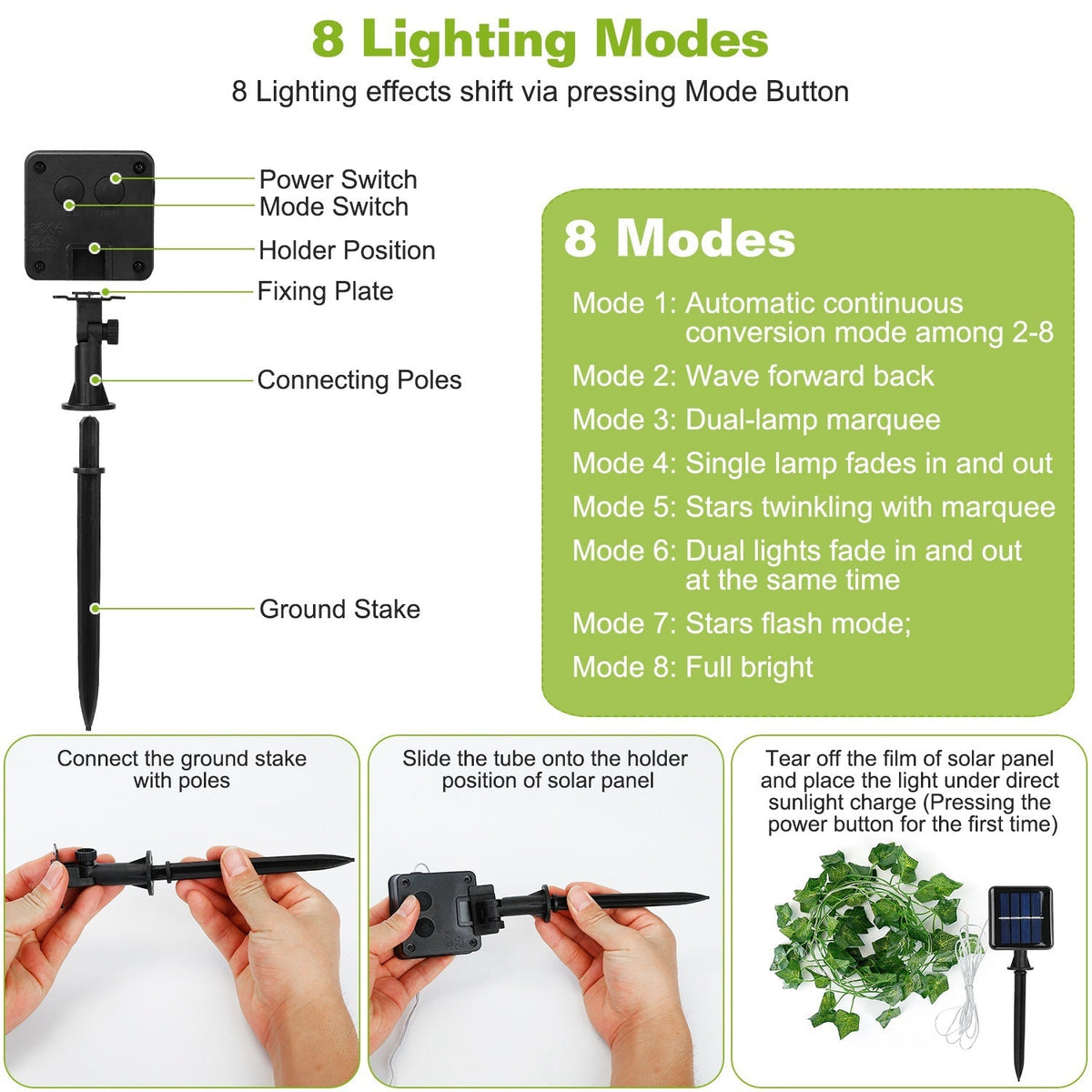 Ivy Leaf Solar Fairy String Lights