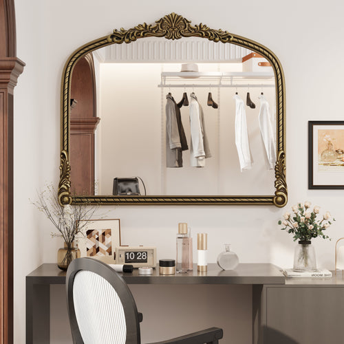 Vintage arch relief wall mirror, 36.6 inch wide