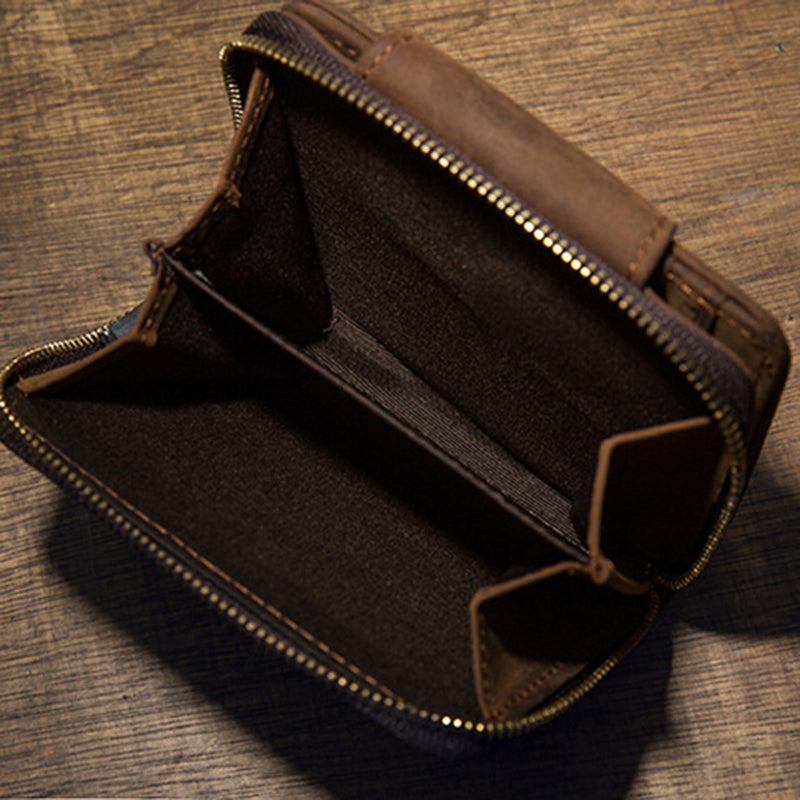 Full-Grain Leather Trifold Wallet with Coin Pocket