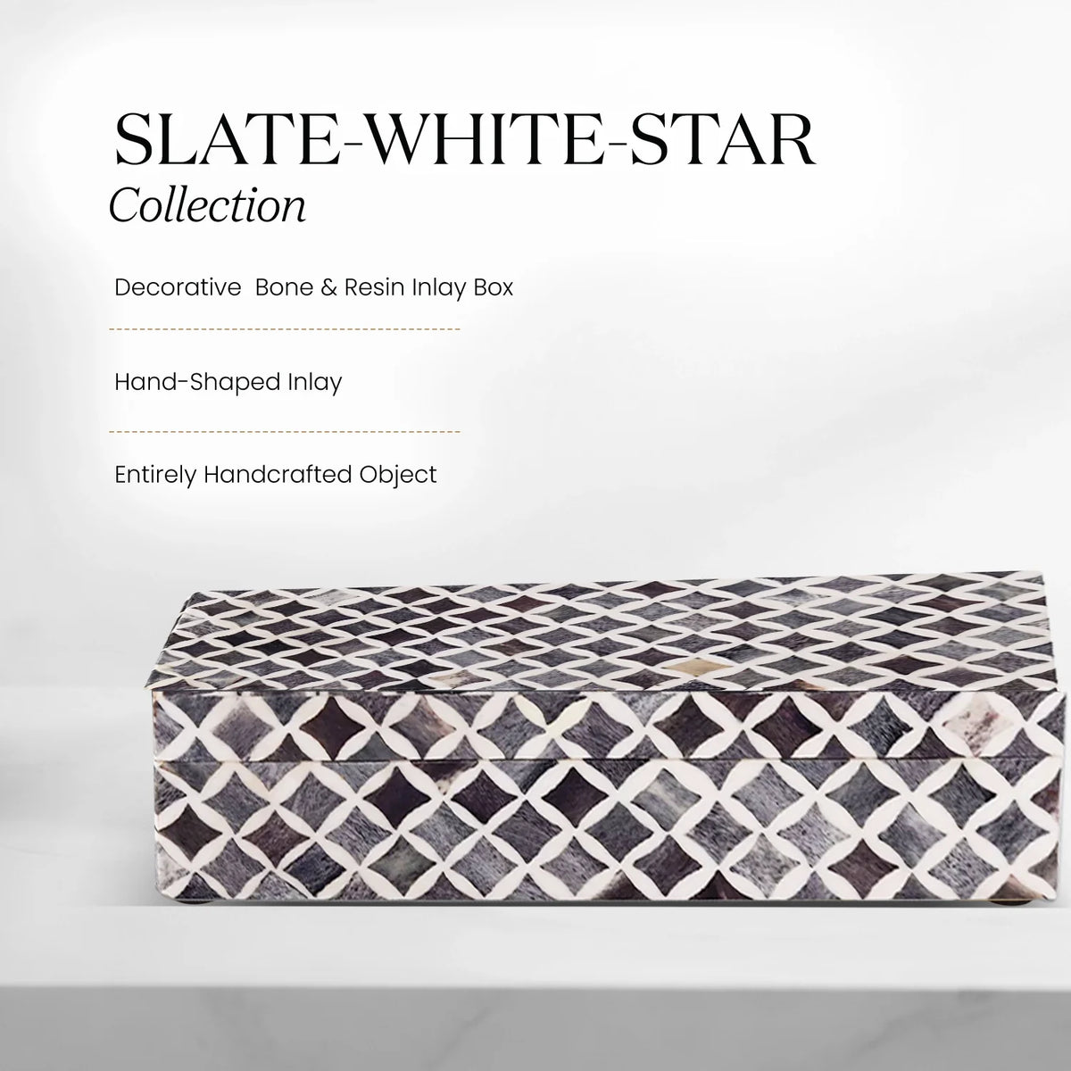 Star Grey & White Bone & Resin Inlay Storage Box | 7 Sizes