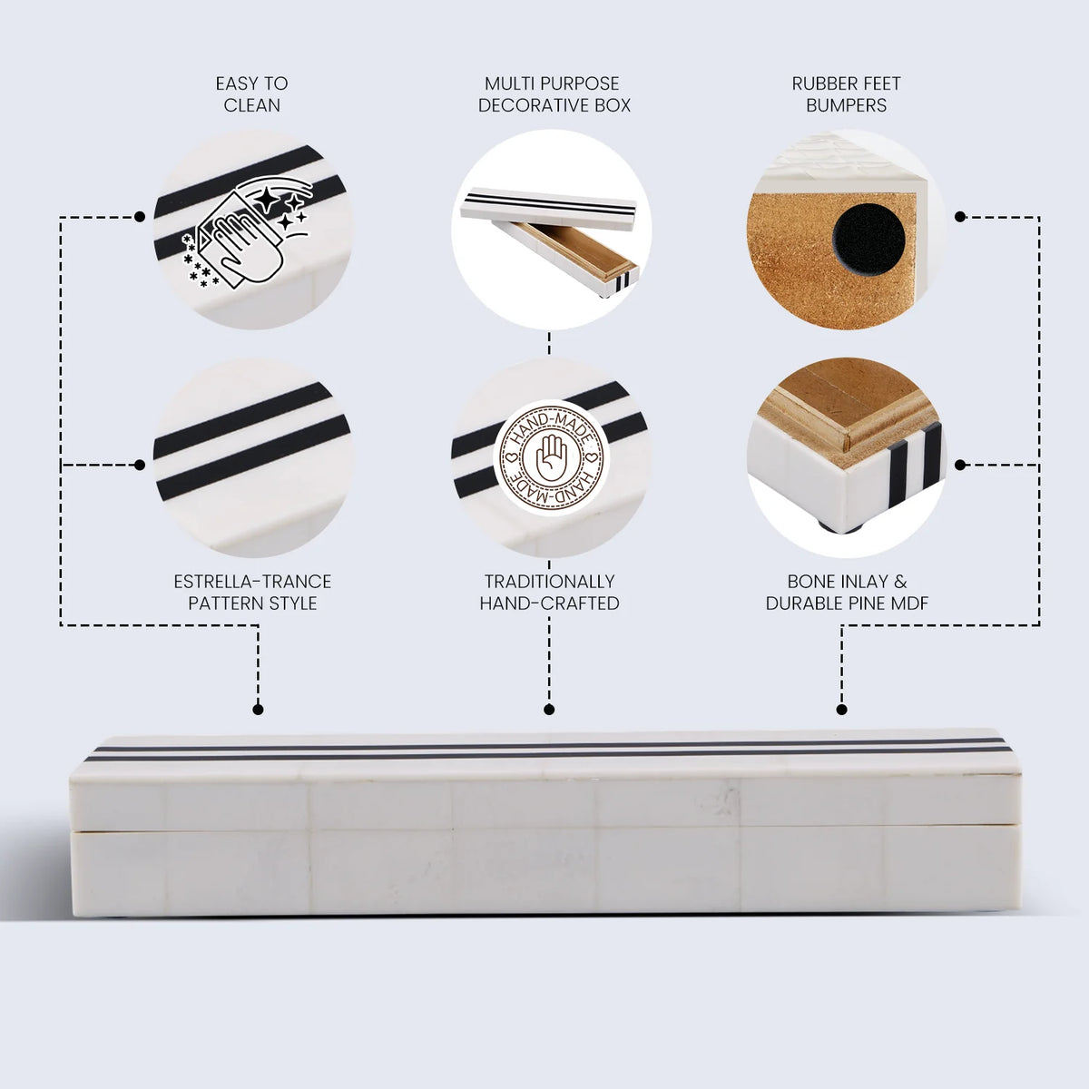 Mono Sprint Black & White Resin Inlay Storage Box | 7 Sizes