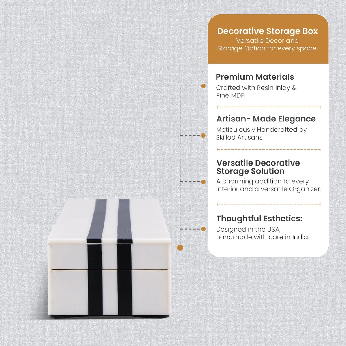 Mono Sprint Black & White Resin Inlay Storage Box | 7 Sizes