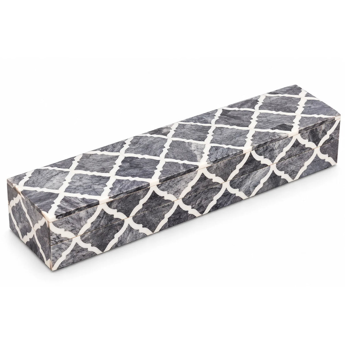 Moroccan Grey & White Resin & Bone Inlay Decorative Storage Box — (7 Sizes)