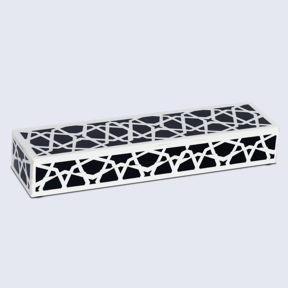 Zellij Black & White Resin Inlay Storage Box | 7 Sizes