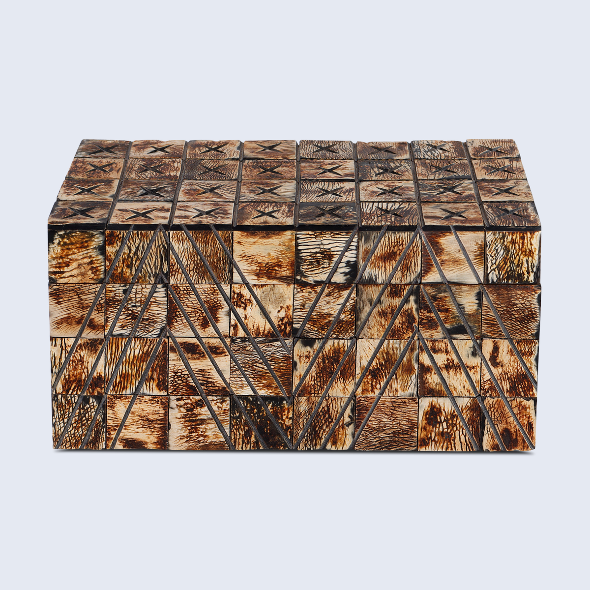 Brown horn inlay storage box