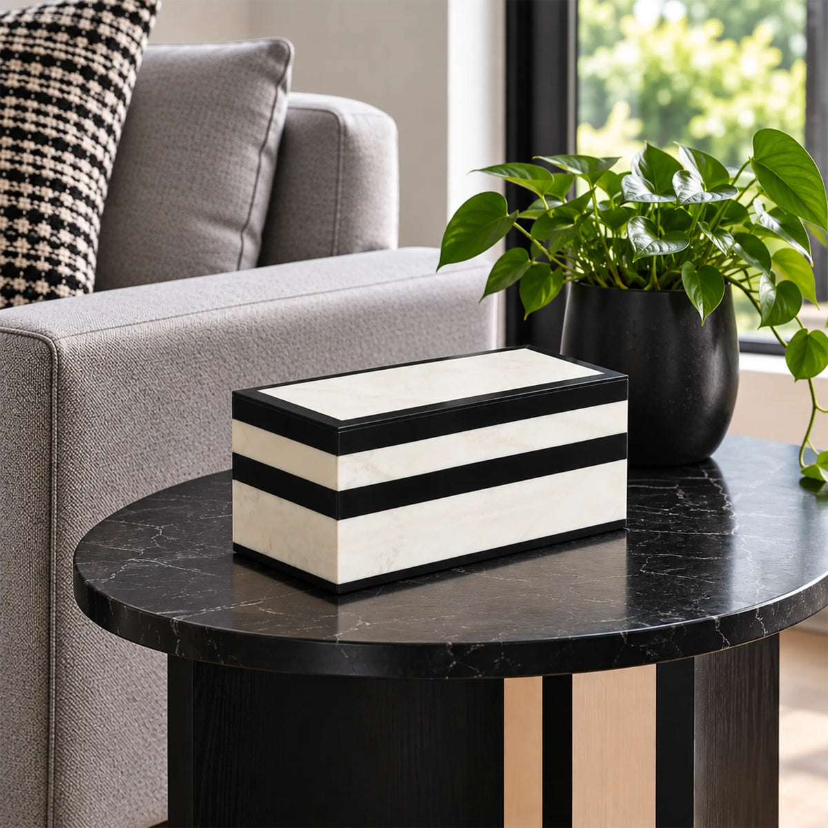 Mono Court Black & White Resin Inlay Storage Box | 7 Sizes