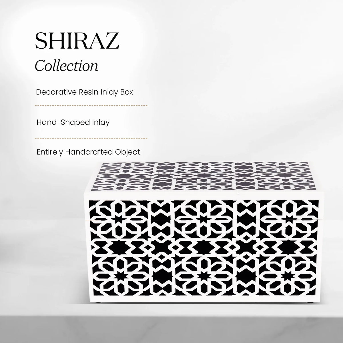 Shiraz Black & White Resin Inlay Storage Box | 7 Sizes