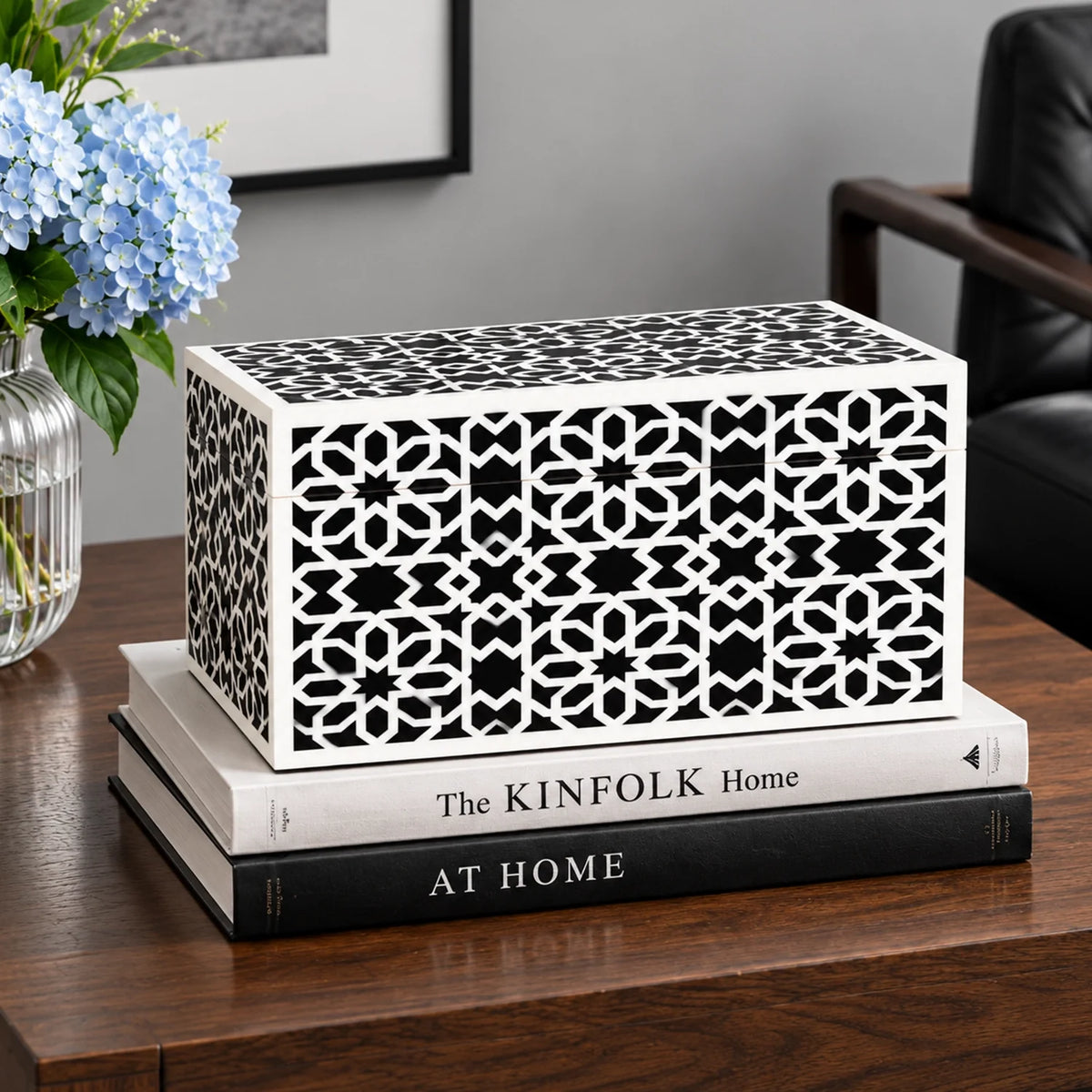 Shiraz Black & White Resin Inlay Storage Box | 7 Sizes