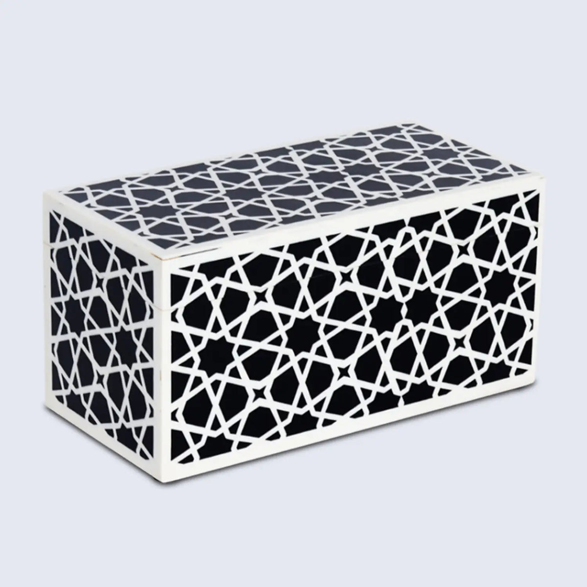 Zellij Black & White Resin Inlay Storage Box | 7 Sizes