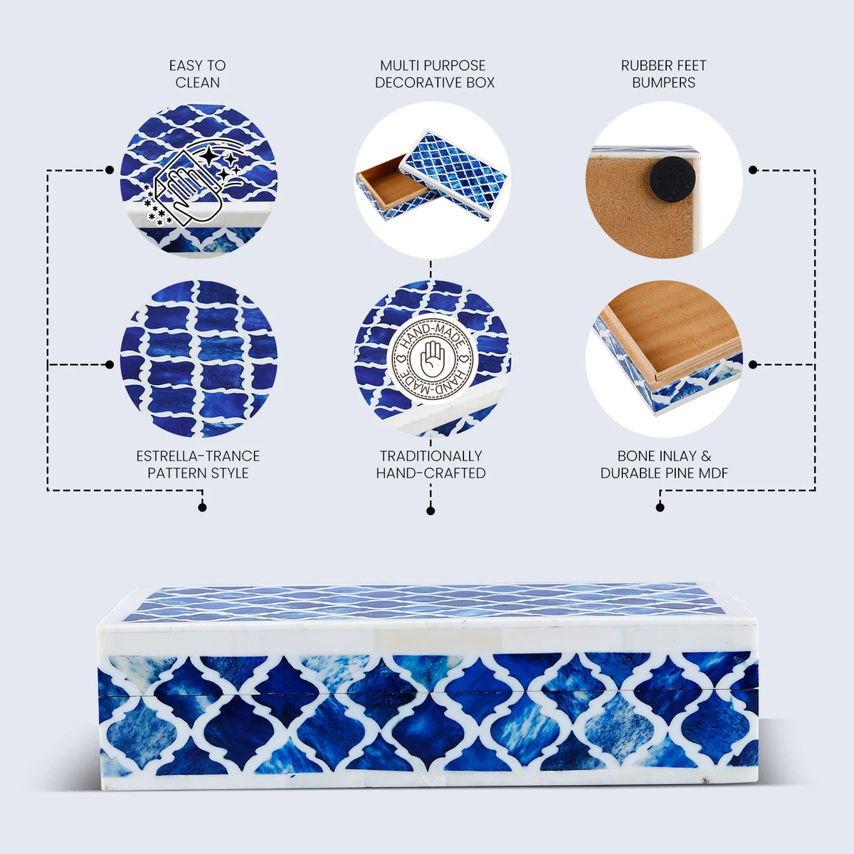 Patisserie Classic Indigo Bone & Resin Inlay Storage Box | 7 Sizes
