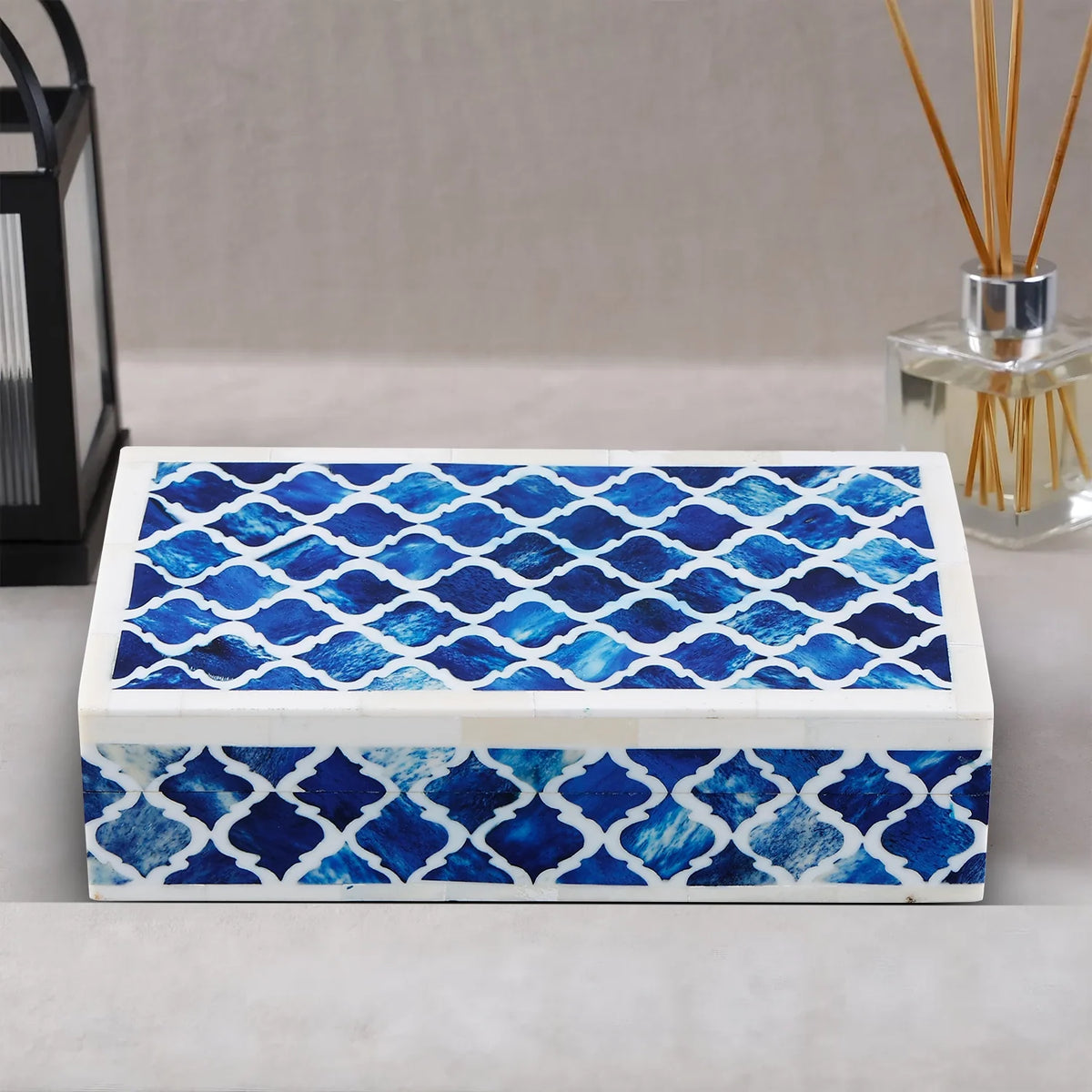 Patisserie Classic Indigo Bone & Resin Inlay Storage Box | 7 Sizes